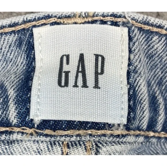 Gap High Rise Loose Bermuda Shorts Womens 2/26 Light Wash Distressed Raw Hem - Picture 13 of 16